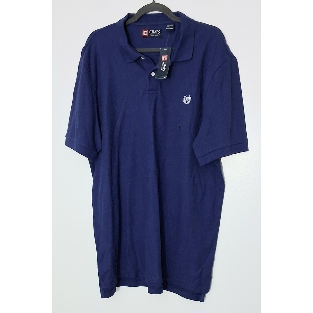 Chaps Polo Shirt Men's Size XL Navy Blue Collared Short Sleeve Pullover 2 Button